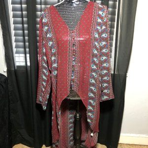 AN-M Size L Long Back Sheer Loop Button Top Duster